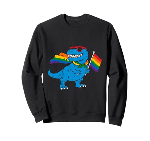 Dinosaurier LGBT Regenbogen Flagge Pride Month Gay Lesben Junge Kinder Sweatshirt von LGBTQ Rainbow Dinosaur Pride Month Gays Lesbians