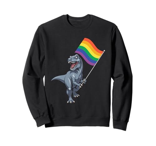 Dinosaurier LGBT Regenbogen Flagge Pride Month Gay Lesben Junge Kinder Sweatshirt von LGBTQ Rainbow Dinosaur Pride Month Gays Lesbians