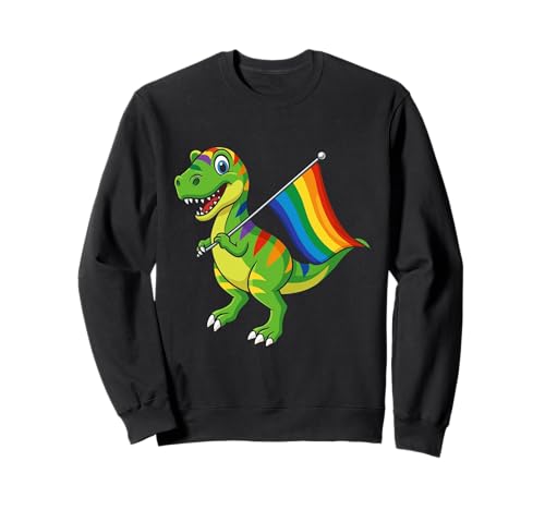 Dinosaurier LGBT Regenbogen Flagge Pride Month Gay Lesben Junge Kinder Sweatshirt von LGBTQ Rainbow Dinosaur Pride Month Gays Lesbians