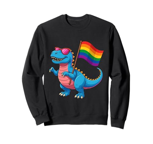 Dinosaurier LGBT Regenbogen Flagge Pride Month Gay Lesben Junge Kinder Sweatshirt von LGBTQ Rainbow Dinosaur Pride Month Gays Lesbians