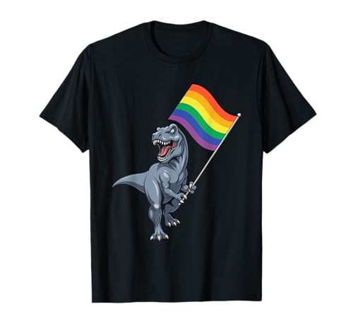 Dinosaurier LGBT Regenbogen Flagge Pride Month Gay Lesben Junge Kinder T-Shirt von LGBTQ Rainbow Dinosaur Pride Month Gays Lesbians