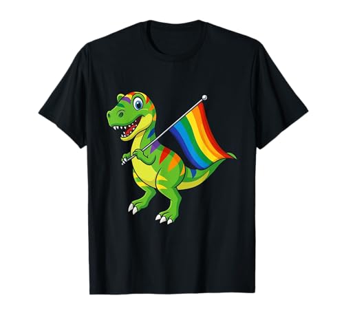 Dinosaurier LGBT Regenbogen Flagge Pride Month Gay Lesben Junge Kinder T-Shirt von LGBTQ Rainbow Dinosaur Pride Month Gays Lesbians