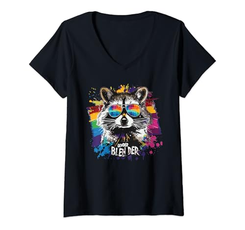 Damen Retro Lustiges Waschbär Love Raccoon Graphic Geschenk Sommer T-Shirt mit V-Ausschnitt Damen Retro Lustiges Waschbär Love Raccoon Graphic Geschenk Sommer T-Shirt mit V-Ausschnitt von LGBTQ Regenbogen Equality Gay Pride Month Kostüm