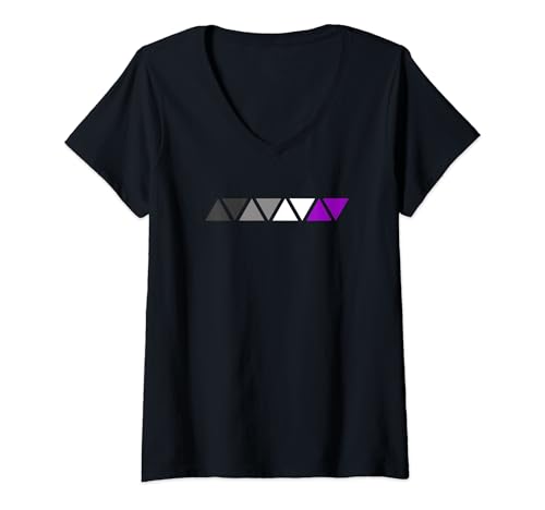 Damen Asexual Pride Dreieck, Geometrische LGBTQ Ace Flagge, Asexualität T-Shirt mit V-Ausschnitt von LGBTQ Subtle Pride