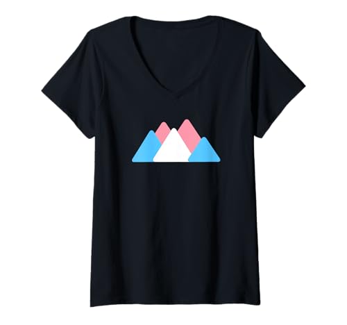 Damen Transgender Pride Mountains, LGBTQ Minimalistisches Trans FTM MTF T-Shirt mit V-Ausschnitt von LGBTQ Subtle Pride