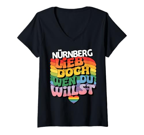 Damen Nürnberg Lieb Doch Wen Du Willst LGBTQ T-Shirt mit V-Ausschnitt von LGBTQ Vielfalt Nürnberg Stolz Liebe Vielfalt