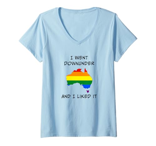 Damen Ich ging nach Down Under und es hat mir gefallen LGBTQ Australia in Farben T-Shirt mit V-Ausschnitt Damen Ich ging nach Down Under und es hat mir gefallen LGBTQ Australia in Farben T-Shirt mit V-Ausschnitt von LGBTQ Wild Kind of Sexy Fun Factory