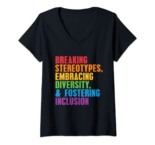 Damen Breaking Stereotypes Embracing Diversity Fostering Inklusion T-Shirt mit V-Ausschnitt Damen Breaking Stereotypes Embracing Diversity Fostering Inklusion T-Shirt mit V-Ausschnitt von LGBTQA+ Pride Parade