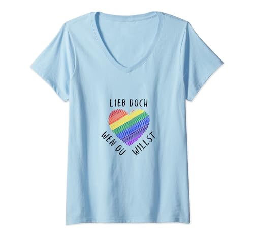 Damen Lieb Doch Wen Du Willst - LGBTQ Regenbogen Fahne CSD T-Shirt mit V-Ausschnitt Damen Lieb Doch Wen Du Willst - LGBTQ Regenbogen Fahne CSD T-Shirt mit V-Ausschnitt von LGBTQI Gay Pride Month Rainbow Flag Outfits
