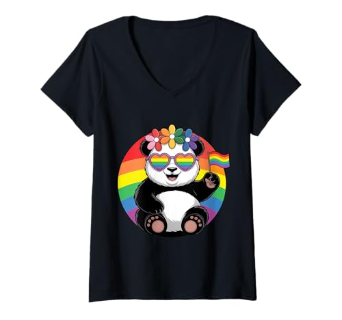 Damen LGBT-Preismonat Panda LGBTQIA+ T-Shirt mit V-Ausschnitt Damen LGBT-Preismonat Panda LGBTQIA+ T-Shirt mit V-Ausschnitt von LGBTQIA+ Panda Tees & Gifts