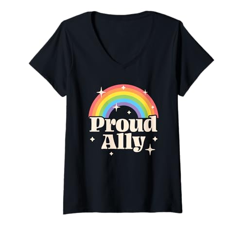 Damen Stolzer Verbündeter T-Shirt mit V-Ausschnitt Damen Stolzer Verbündeter T-Shirt mit V-Ausschnitt von LGBTQIA+ gifts