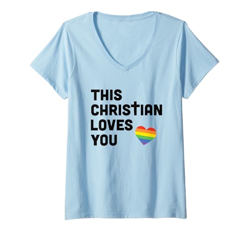 Damen Dieser Christ liebt Dich LGBTQIA Gay Pride Parade T-Shirt mit V-Ausschnitt Damen Dieser Christ liebt Dich LGBTQIA Gay Pride Parade T-Shirt mit V-Ausschnitt von LGBTQIA Rainbow This Christian Loves You