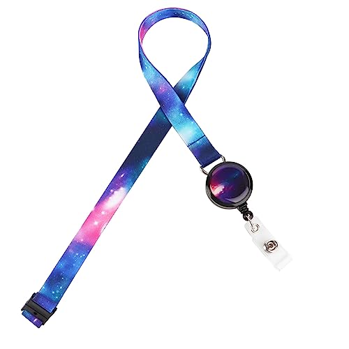 LGEGE Breakaway-Schlüsselband mit einziehbarer Ausweisrolle, Sicherheitsverschluss, Ausweis-Zugangskarte, Anwesenheitskarte, Schlüsselhalter, künstlerisches Design (Sternenhimmel) von LGEGE