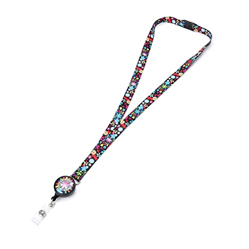 LGEGE Breakaway-Schlüsselband mit einziehbarer Ausweisrolle, Sicherheitsschnalle, Ausweis-Zugangskarte, Anwesenheitskarte, Schlüsselhalter, künstlerisches Design (Blumenwelt) von LGEGE