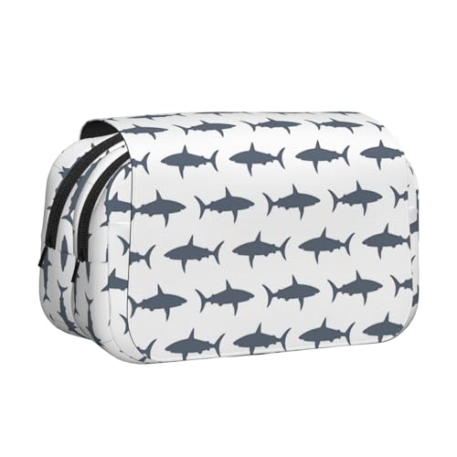 LGHDFYO Federmäppchen mit Fisch- und Hai-Aufdruck, Tintenrollerhalter, handgefertigtes Display, Organizer, Reißverschlusstasche, Schwarz, One Size, Art-Deco von LGHDFYO