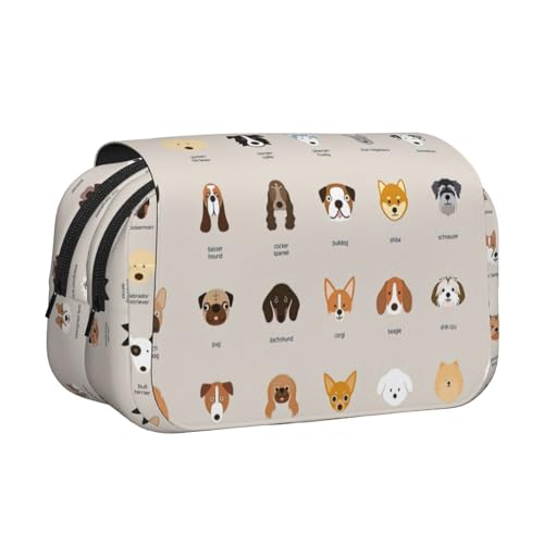 LGHDFYO Federmäppchen mit Hunderassen-Druck, Tintenroller-Halter, handgefertigtes Display, Organizer, Reißverschlusstasche von LGHDFYO