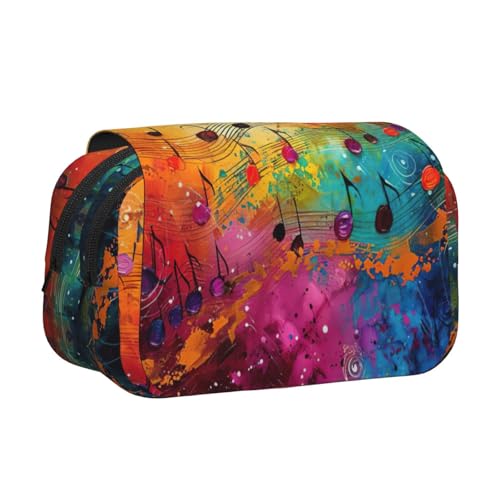 LGHDFYO Federmäppchen mit buntem Musiknoten-Druck, Tintenroller-Halter, handgefertigtes Display, Organizer, Reißverschlusstasche von LGHDFYO