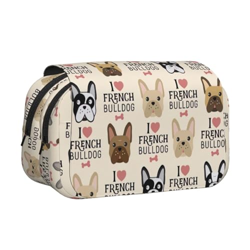 LGHDFYO Federmäppchen mit französischem Hundemotiv, handgefertigter Organizer, Reißverschlusstasche von LGHDFYO