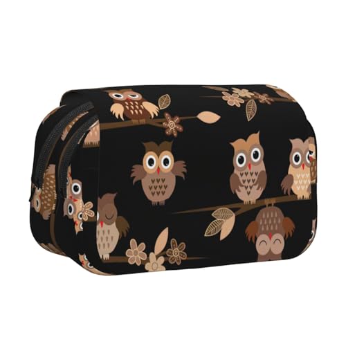 LGHDFYO Federmäppchen mit niedlichem Cartoon-Eulen-Motiv, handgefertigt, mit Reißverschluss, Braun, Schwarz, One Size, Art-Deco LGHDFYO Federmäppchen mit niedlichem Cartoon-Eulen-Motiv, handgefertigt, mit Reißverschluss, Braun, Schwarz, One Size, Art-Deco von LGHDFYO