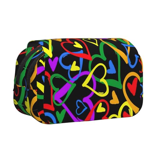 LGHDFYO Gay Pride Federmäppchen mit Regenbogen-Druck, handgefertigter Display-Organizer, Reißverschlusstasche, Schwarz, One Size, Art-Deco von LGHDFYO