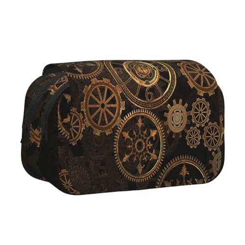 LGHDFYO Gears Clock Stifteetui mit Aufdruck "Bronze Century Print", Tintenrollerhalter, handgefertigtes Display, Organizer, Reißverschlusstasche, Schwarz, One Size, Art-Deco von LGHDFYO