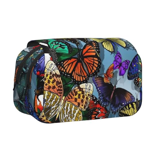 LGHDFYO Handgezeichnetes Federmäppchen mit Schmetterlings-Druck, handgefertigter Display-Organizer, Reißverschlusstasche von LGHDFYO