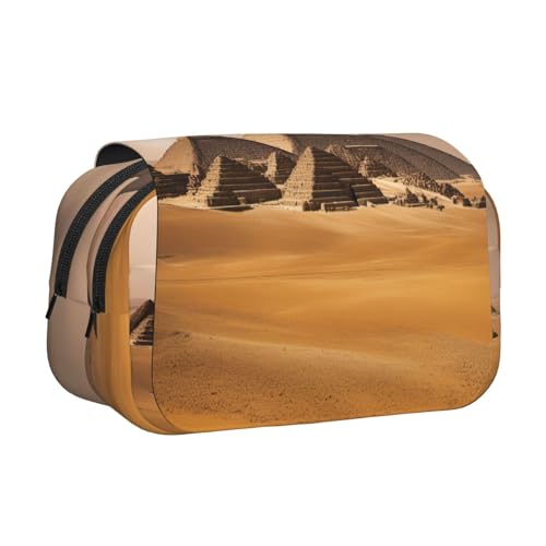 LGHDFYO Pyramids of Egypt bedrucktes Federmäppchen, Tintenrollerhalter, handgefertigtes Display, Organizer, Reißverschlusstasche, Schwarz, One Size, Art-Deco von LGHDFYO