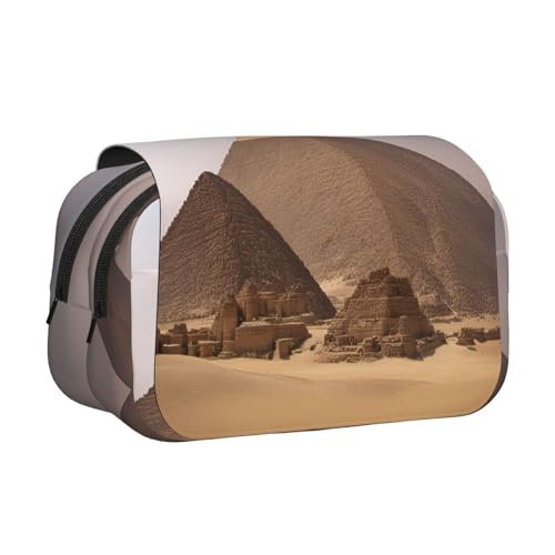 LGHDFYO Pyramids of Egypt bedrucktes Federmäppchen, Tintenrollerhalter, handgefertigtes Display, Organizer, Reißverschlusstasche, Schwarz, One Size, Art-Deco von LGHDFYO
