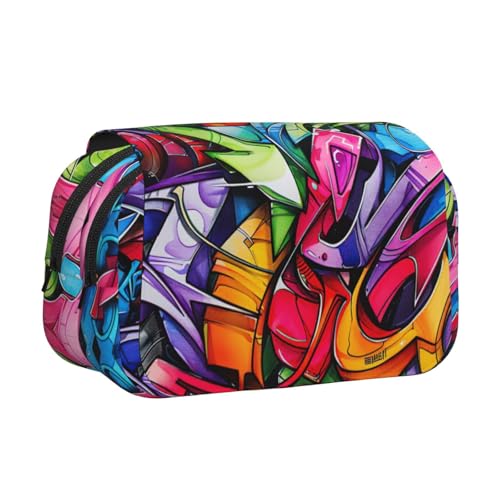 LGHDFYO Stifteetui mit Graffiti-Zeichendruck, Tintenroller-Halter, handgefertigter Display-Organizer, Reißverschlusstasche von LGHDFYO