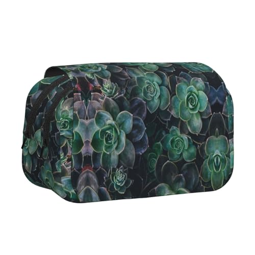 LGHDFYO Stifteetui mit Sukkulenten-Druck, Tintenrollerhalter, handgefertigtes Display, Organizer, Reißverschlusstasche von LGHDFYO