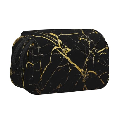 LGHDFYO Stifteetui mit goldfarbenem und schwarzem Tapetendruck, Rollerball-Stifthalter, handgefertigtes Display, Organizer, Reißverschlusstasche von LGHDFYO