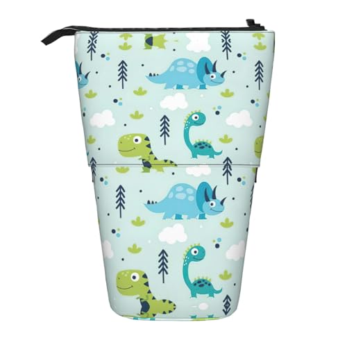 LGHDFYO Teleskop-Stiftetui für Damen und Herren, Dinosaurier-Muster, niedlich, stehend, mit Reißverschluss, für Büro, Schwarz, One Size, Modisch von LGHDFYO