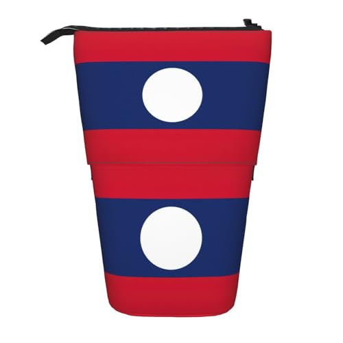 LGHDFYO Teleskop-Stiftetui für Damen und Herren, Motiv: Flagge von Laos, niedlich, stehend, mit Reißverschluss, für Büro, 1 Stück, Schwarz, One Size, Modisch LGHDFYO Teleskop-Stiftetui für Damen und Herren, Motiv: Flagge von Laos, niedlich, stehend, mit Reißverschluss, für Büro, 1 Stück, Schwarz, One Size, Modisch von LGHDFYO