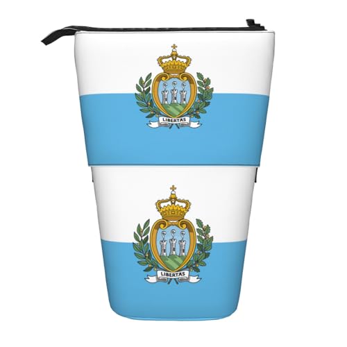 LGHDFYO Teleskop-Stiftetui für Damen und Herren, Motiv: Flagge von San Marino, niedlich, stehend, mit Reißverschluss, für Büro, 1 Stück, Schwarz, One Size, Modisch LGHDFYO Teleskop-Stiftetui für Damen und Herren, Motiv: Flagge von San Marino, niedlich, stehend, mit Reißverschluss, für Büro, 1 Stück, Schwarz, One Size, Modisch von LGHDFYO