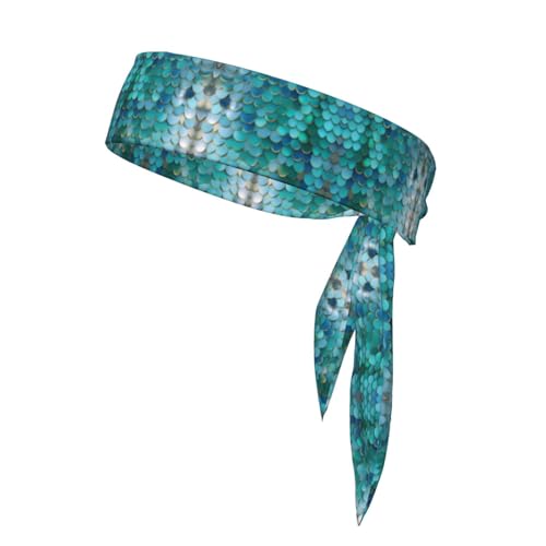 Meerjungfrauen-Druck-Sport-Stirnband, strapazierfähig, Sport-Bandage, Kopftuch, ideal für Volleyball und Workouts von LGHDFYO