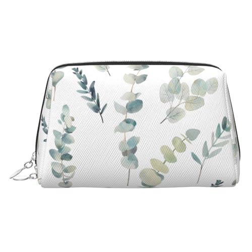 Goldfarbene Make-up-Tasche aus Leder – weißer natürlicher grüner Zweig-Druck, Reise-Kosmetiktasche für Damen, kleiner Organizer mit Griff, Reißverschlusstasche, silber, Einheitsgröße Goldfarbene Make-up-Tasche aus Leder – weißer natürlicher grüner Zweig-Druck, Reise-Kosmetiktasche für Damen, kleiner Organizer mit Griff, Reißverschlusstasche, silber, Einheitsgröße von LGHHGY