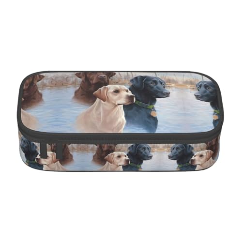 LGHHGY Federmäppchen mit Labrador-Hunde-Aufdruck – Mehrzweck-Stift-Organizer, tragbare Schreibwarentasche für Schule, Büro und Reisen, Labrador-Hunde, Einheitsgröße, Schulranzen von LGHHGY