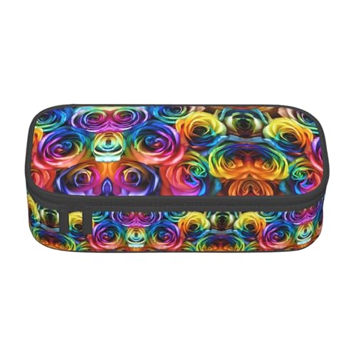 LGHHGY Federmäppchen mit Wildtierpferde-Muster, Mehrzweck-Stift-Organizer, tragbare Schreibwarentasche für Schule, Büro und Reisen, Rainbow Rose, Einheitsgröße, Schulranzen LGHHGY Federmäppchen mit Wildtierpferde-Muster, Mehrzweck-Stift-Organizer, tragbare Schreibwarentasche für Schule, Büro und Reisen, Rainbow Rose, Einheitsgröße, Schulranzen von LGHHGY