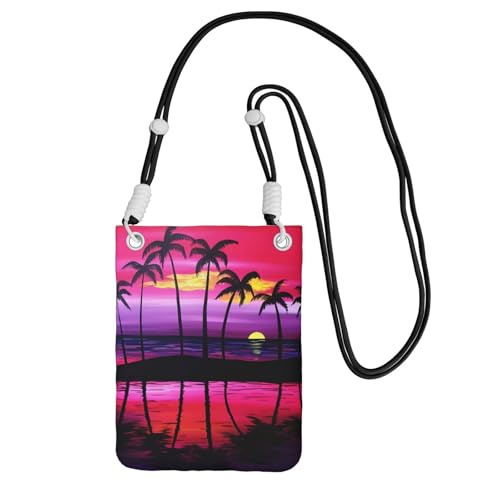 LGHHGY Schwarze Carry Crossbody Geldbörse - Tropische Palme Druck Handy Tasche, Perfekt für Pendeln, Einkaufen und Outdoor-Aktivitäten, Schwarz , Einheitsgröße von LGHHGY