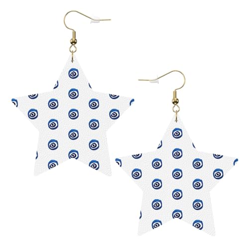 Weiße trendige Leder-Stern-Ohrringe für Frauen – Böser Blick Druck baumelnder Schmuck, leichtes Mode-Accessoire, Einheitsgröße, Leder Weiße trendige Leder-Stern-Ohrringe für Frauen – Böser Blick Druck baumelnder Schmuck, leichtes Mode-Accessoire, Einheitsgröße, Leder von LGHHGY