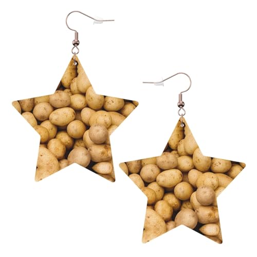 Weiße trendige Leder-Stern-Ohrringe für Frauen – Gartenkartoffel-Druck, baumelnder Schmuck, leichtes Mode-Accessoire, Einheitsgröße, Leder Weiße trendige Leder-Stern-Ohrringe für Frauen – Gartenkartoffel-Druck, baumelnder Schmuck, leichtes Mode-Accessoire, Einheitsgröße, Leder von LGHHGY