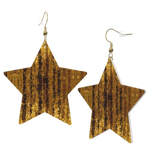 Weiße trendige Leder-Stern-Ohrringe für Frauen – Gold-Pailletten-Glitzer-Druck, baumelnder Schmuck, leichtes Mode-Accessoire, Einheitsgröße, Leder Weiße trendige Leder-Stern-Ohrringe für Frauen – Gold-Pailletten-Glitzer-Druck, baumelnder Schmuck, leichtes Mode-Accessoire, Einheitsgröße, Leder von LGHHGY