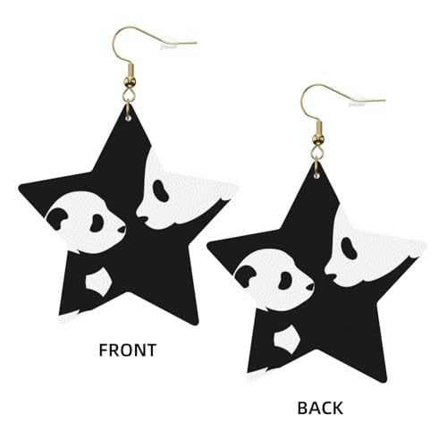 Weiße trendige Leder-Stern-Ohrringe für Frauen – Panda-Tierdruck baumelnder Schmuck, leichtes Mode-Accessoire, Einheitsgröße, Leder Weiße trendige Leder-Stern-Ohrringe für Frauen – Panda-Tierdruck baumelnder Schmuck, leichtes Mode-Accessoire, Einheitsgröße, Leder von LGHHGY