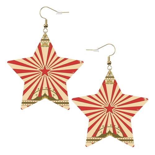 Weiße trendige Leder-Stern-Ohrringe für Frauen – Vintage-Zirkushintergrund, baumelnder Schmuck, leichtes Mode-Accessoire, Einheitsgröße, Leder Weiße trendige Leder-Stern-Ohrringe für Frauen – Vintage-Zirkushintergrund, baumelnder Schmuck, leichtes Mode-Accessoire, Einheitsgröße, Leder von LGHHGY