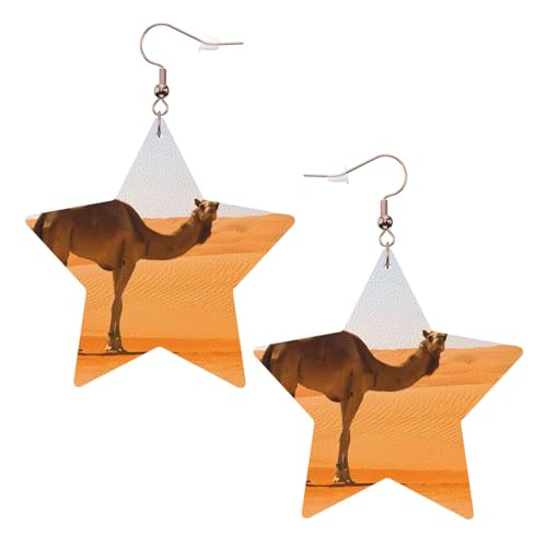 Weiße trendige Leder-Stern-Ohrringe für Frauen – Wüstensand, Kameldruck, baumelnder Schmuck, leichtes Mode-Accessoire, Einheitsgröße, Leder Weiße trendige Leder-Stern-Ohrringe für Frauen – Wüstensand, Kameldruck, baumelnder Schmuck, leichtes Mode-Accessoire, Einheitsgröße, Leder von LGHHGY