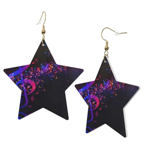 Weiße trendige Leder-Stern-Ohrringe für Frauen – bunter Galaxie-Musiknoten-Druck, baumelnder Schmuck, leichtes Mode-Accessoire, Einheitsgröße, Leder Weiße trendige Leder-Stern-Ohrringe für Frauen – bunter Galaxie-Musiknoten-Druck, baumelnder Schmuck, leichtes Mode-Accessoire, Einheitsgröße, Leder von LGHHGY