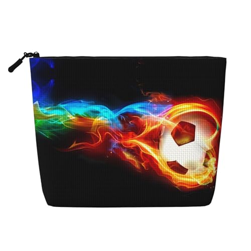 Wiederverwendbare Kosmetiktasche mit Pferdeaufdruck, Reise-Kulturbeutel, Mehrzwecktasche für die tägliche Aufbewahrung von Frauen, Fire Dragon Roll Soccer, Einheitsgröße von LGHHGY