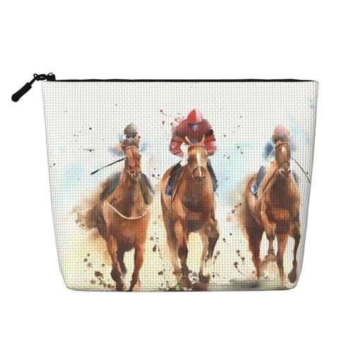 Wiederverwendbare Kosmetiktasche mit Volleyball-Druck, Reise-Kulturbeutel, Mehrzweck-Tasche für die tägliche Aufbewahrung von Frauen, Pferderennen Reitsport, Einheitsgröße von LGHHGY