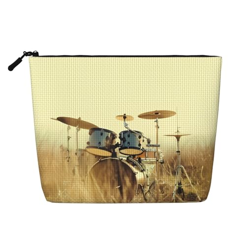 Wiederverwendbare Kosmetiktasche mit Wellenmuster, Ozeangrün, mit Surf-Druck, Reise-Kulturbeutel, Mehrzweck-Tasche für die tägliche Aufbewahrung von Frauen, Musiktrommel im Feld, Einheitsgröße von LGHHGY