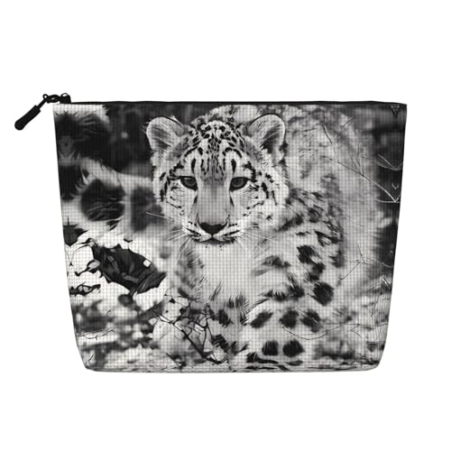 Wiederverwendbare Kosmetiktasche mit eritreischer Flagge, Reise-Kulturbeutel, Mehrzwecktasche für die tägliche Aufbewahrung von Frauen, schneeleopard, Einheitsgröße von LGHHGY